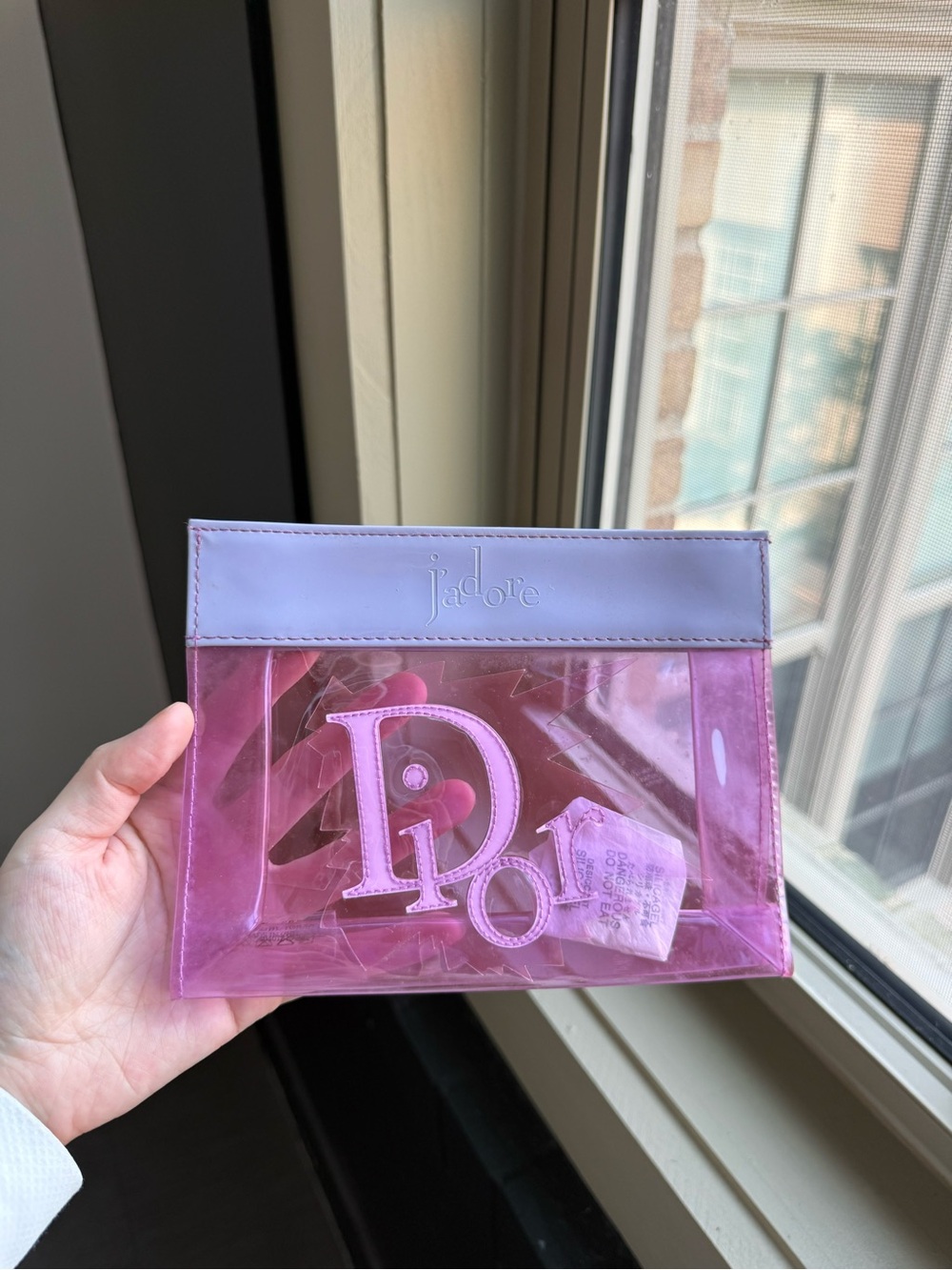Rare Dior Beauty J'adore Clear Pink PVC Cosmetic Makeup Bag Toiletry Travel Case